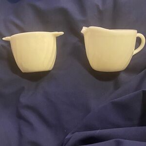 Fire King milk glass creamer and sugar bowl Vintage!! (no lid on the sugar bowl)